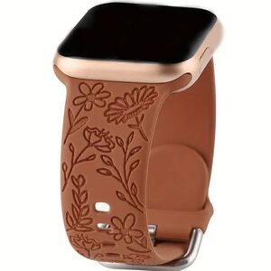 Floral Engraved Silicone Watchband Womens Casual Smart Watch 42mm - 49mm New